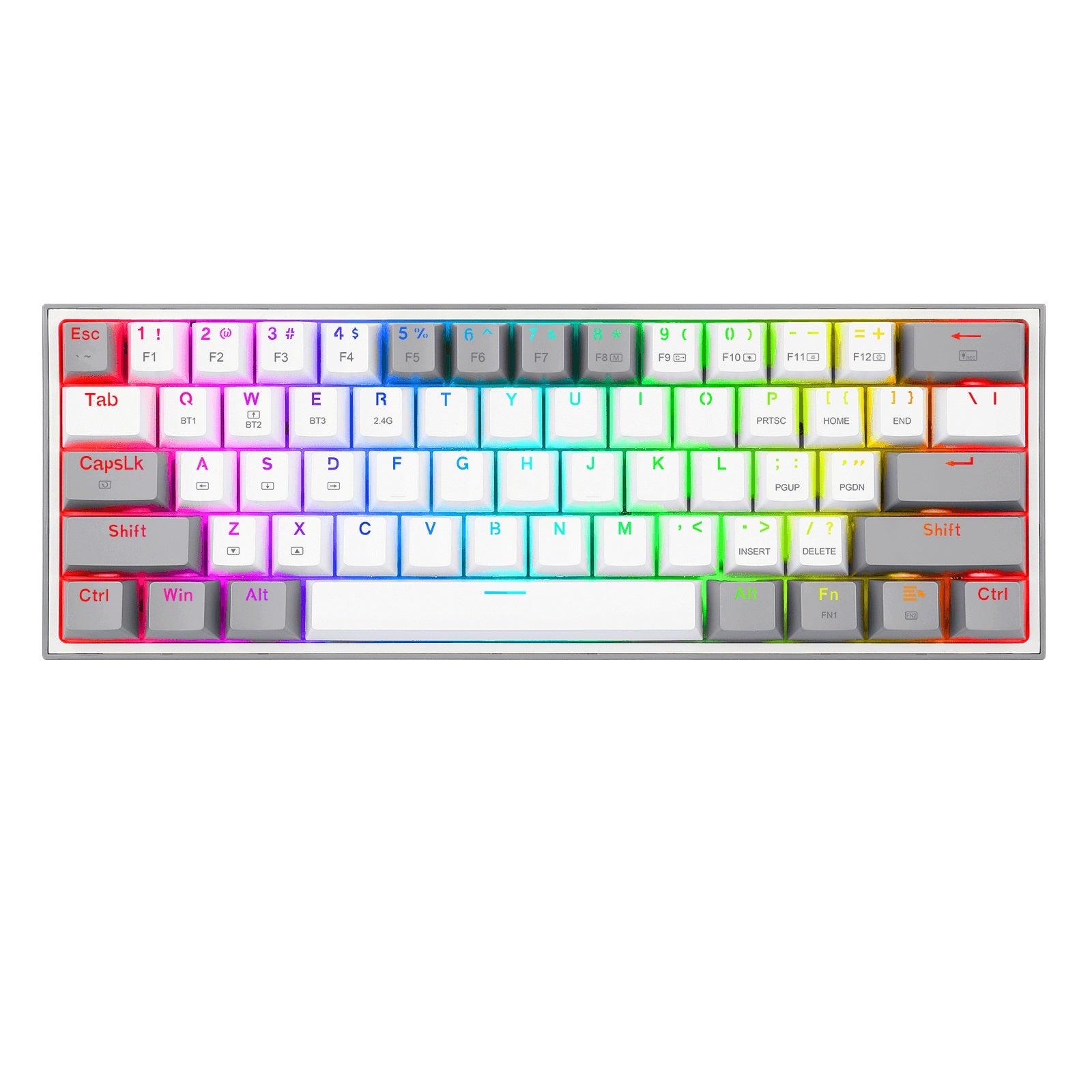 Teclado Mecánico Redragon Fizz Pro White/Gray - Inglés, Blanco y Gris Teclado Mecánico Redragon Fizz Pro White/Gray - Inglés, Blanco y Gris